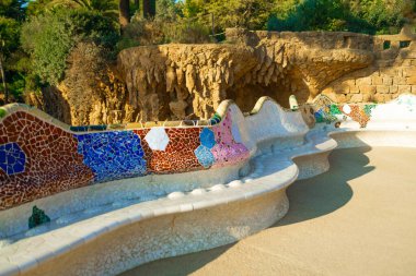 View of Barcelona from the Park Guell at sunrise. 