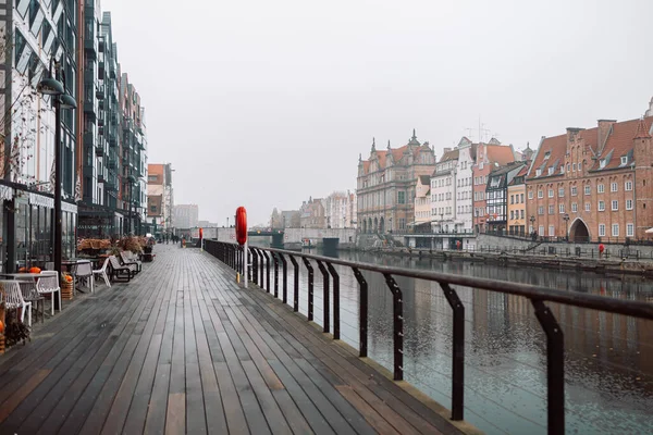 Beautiful Gdansk Motlawa River Fog Poland High Quality Fullhd Footage — Stock Photo, Image