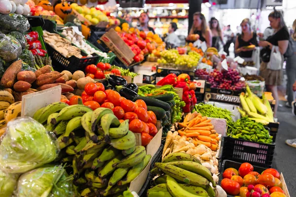 Fruits Vegetables Stall Boqueria Most Famous Market Barcelona One Oldest — Stock Photo, Image