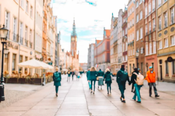 Utcai Kilátás Szent Mária Katedrális Reggeli Napfény Óvárosban Gdansk Kiváló — Stock Fotó