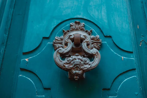 Luxusní Dřevěné Dveře Klepadlem Kvalitní Fotografie — Stock fotografie