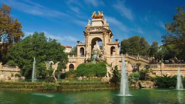 Fontanna Parc Ciutadella Zwana Cascada Barcelonie Hiszpania Wysokiej Jakości Materiał — Wideo stockowe