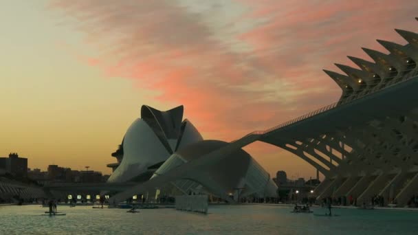 Valencia Spania Octombrie 2022 Orașul Artelor Științelor Apusul Soarelui Razele — Videoclip de stoc