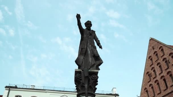 Monumento Alla Statua Piotr Skarga Situato Piazza Santa Maria Maddalena — Video Stock