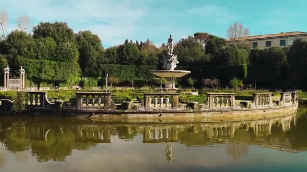 Florence Italy March 2023 Boboli Gardens Park Isolotto Oval Shaped — Stock Video