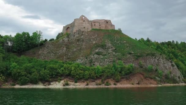 Las Ruinas Del Castillo Czorsztyn Czorsztyn Polonia Dentro Las Fronteras — Vídeo de stock