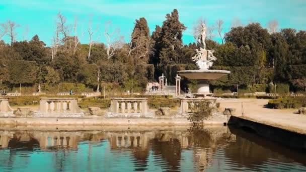 Florence Italy March 2023 Boboli Gardens Park Isolotto Oval Shaped — Stock Video