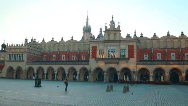 Stora Torget Cloth Hall Och Town Hall Tower Krakow Olt — Stockvideo