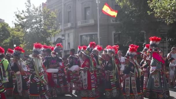2022年10月12日 西班牙巴塞罗那 西班牙国庆节是每年10月12日举行的全国性节日 — 图库视频影像