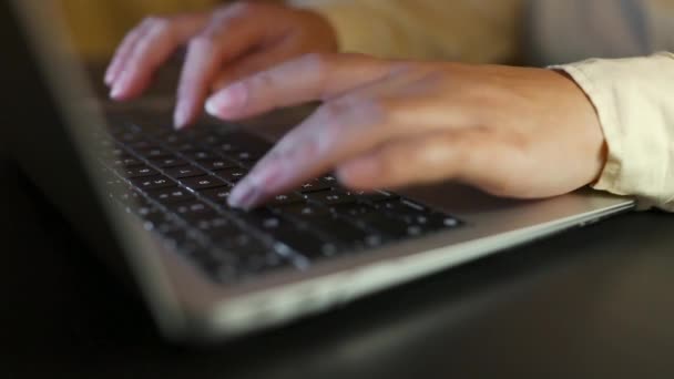 Kadını Profesyonel Kullanıcı Ellerinin Dizüstü Bilgisayar Klavyesinde Yazı Yazması Öğle — Stok video