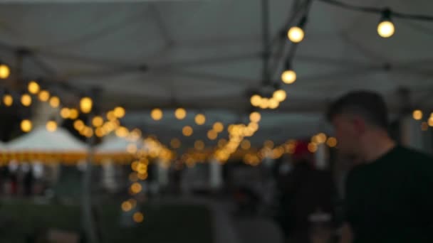 Natale Sfondo Sfocato Illuminazione Cortile Luce Nella Strada Della Città — Video Stock