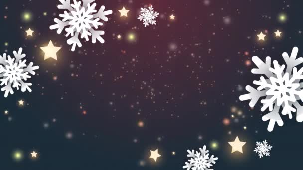 Абстрактний Фон Сніжинка Падає Святкування Різдва Прикраси Сніг Частинки Відео — стокове відео
