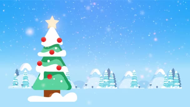 Navidad Paisaje Paisaje Invierno Fondo Con Copos Nieve Que Caen — Vídeos de Stock