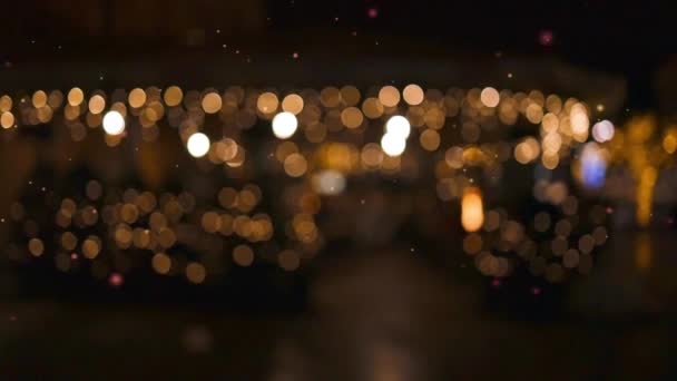 Verschwommener Hintergrund Eines Restaurants Freien Oder Eines Weihnachtscafés Mit Abstraktem — Stockvideo