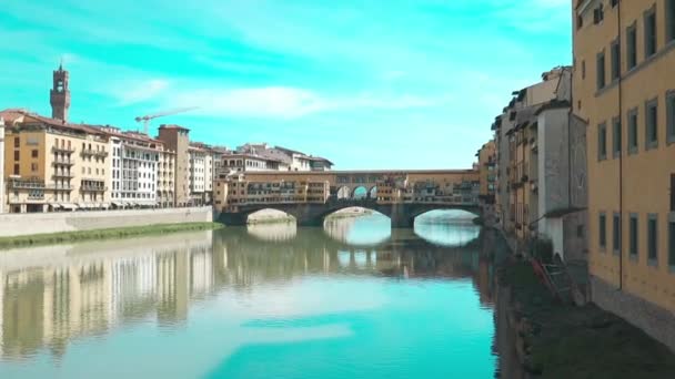 Vacker Stadsbild Skyline Firenze Florens Italien Med Broar Över Floden — Stockvideo