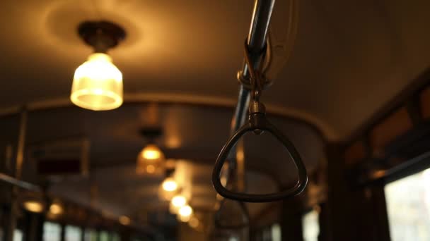 Orange Lights Old Tram Milan City Vintage Lamps High Quality — Stock Video