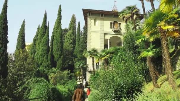 Vista Panorâmica Lago Como Villa Monastero Itália Dia Ensolarado Verão — Vídeo de Stock