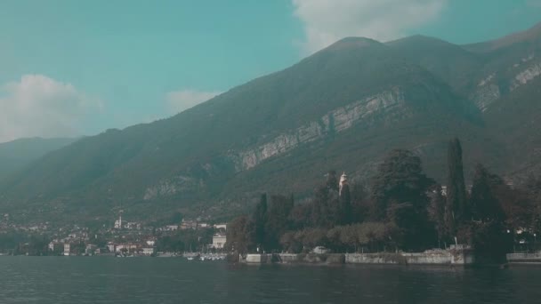 Belle Vue Panoramique Sur Village Varenna Sur Paysage Aquatique Lac — Video