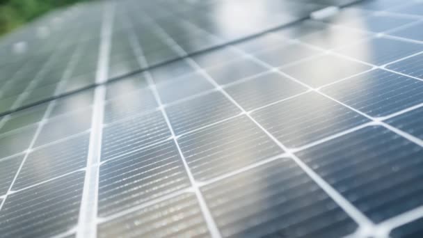 Detailní Záběr Solární Elektrárny Ekologická Technologie Krajina Solárních Panelů Fotovoltaické — Stock video