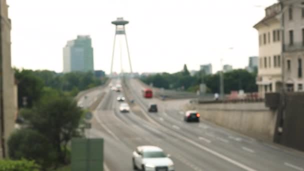 Höghastighetstrafik Motorväg Bilstrålkastare Motorväg Fångas Med Suddig Effekt Högkvalitativ Film — Stockvideo