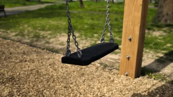 Empty Playground Swing Children Playing Background Concept Child Protection Abduction — Stock Video