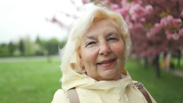 Krásná Šťastná Cestovatelka Senior 50S Žena Která Bere Selfie Parku — Stock video