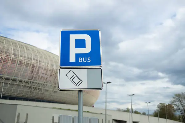 Stock image Parking sign with word p and car picture. High quality photo