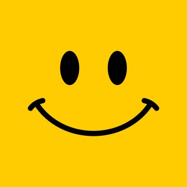 Gülümse ikon. Sarı arka planda gülümseyen bir logo. Vektör çizimi. EPS10