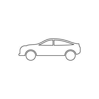 SUV araba çizgisi simgesi. Mobil konsept ve web tasarımı için doğrusal biçim işareti. Minivan araba taslak vektör simgesi. Sembol, logo illüstrasyonu.