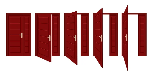 Collection Portes Ouvertes Fermées Portes Entrée Sortie Avec Poignées Cadres — Image vectorielle