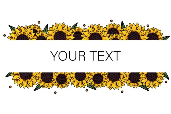 Ayçiçeği çerçevesi. Resim ve metin için ayçiçeği vektör arkaplanı. Koleksiyon dekoratif çiçek tasarımı elementleri. Vektör illüstrasyonu EPS10