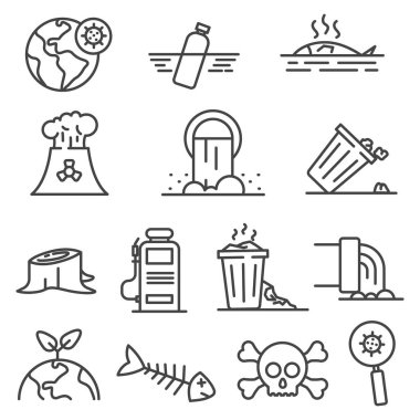 Kanalizasyon ikonları. Atık su ve su ikonu oluşturuldu. Kirlilik çizgisi simgesi. Su ikonu seti. Düzenlenebilir vuruş.