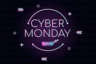 Cyber Monday sale banner template. Trendy concept of sale banner for online shopping. Special offer sale up. Shop now clipart