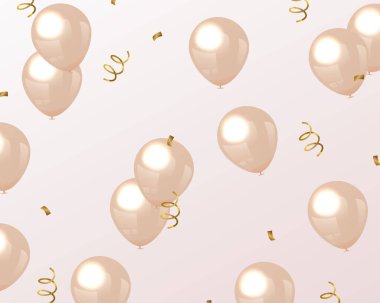 Balonlar havada uçuşuyor. Işıltılı Mutlu Yıllar Balonları. Gerçekçi vektör EPS10