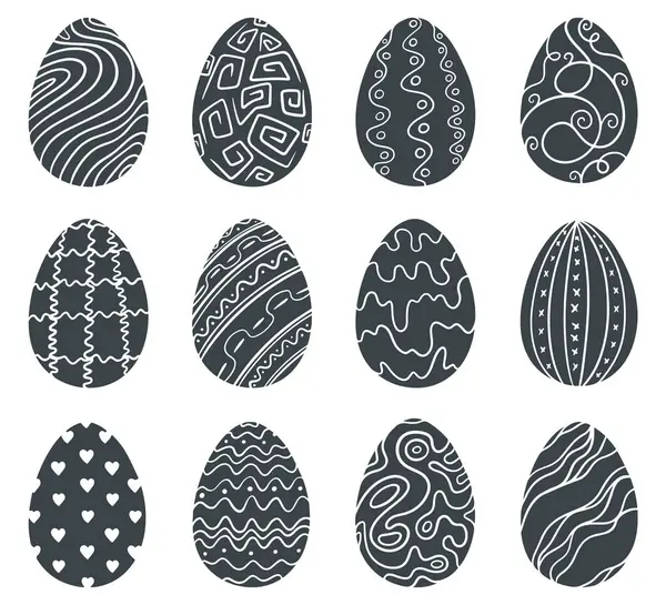 Easter Eggs Set Doodle Style Easter Eggs Icons Easter Day — Stock Vector