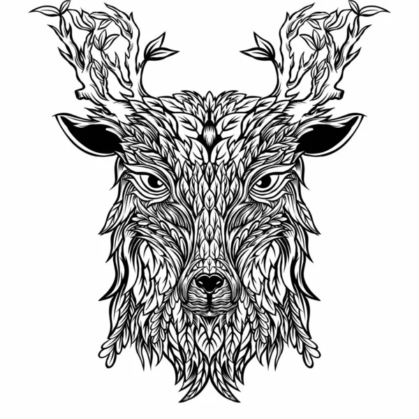 Plant Themed Bear Head Illustration — Stock Vector
