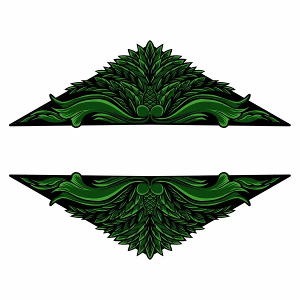 Üçgen çerçeveli yeşil bir bitki süsü çizimi