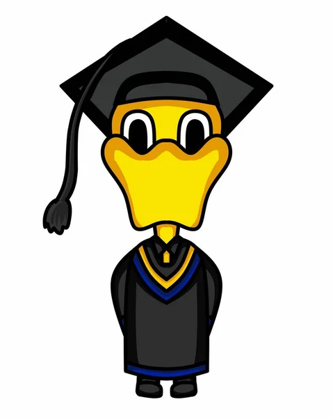 Zeichentrick Illustration Einer Ente Als Absolventin — Stockvektor