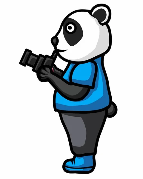 专业摄影师熊猫的卡通画 — 图库矢量图片