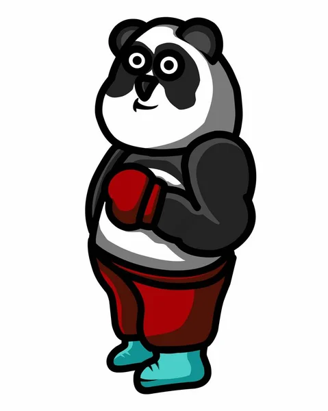 Cartoon Illustration Panda Who Becomes Professional Boxer — Stock Vector