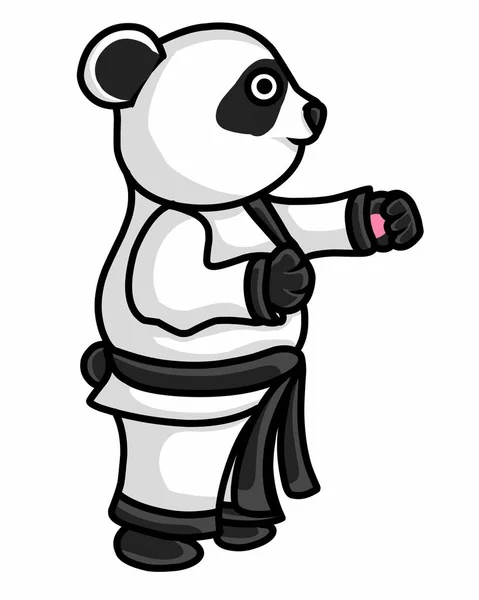 Illustrazione Del Fumetto Panda Che Pratica Kung — Vettoriale Stock