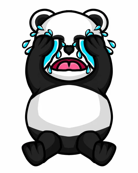 一只熊猫因为爱而哭泣的卡通画 — 图库矢量图片