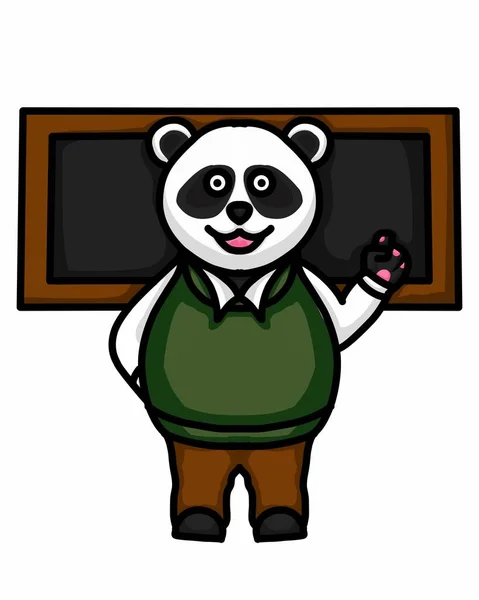 大熊猫课堂教学的卡通画 — 图库矢量图片