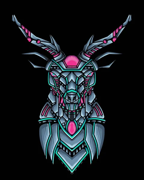 Geyik kafalı bir robotun çizimi.