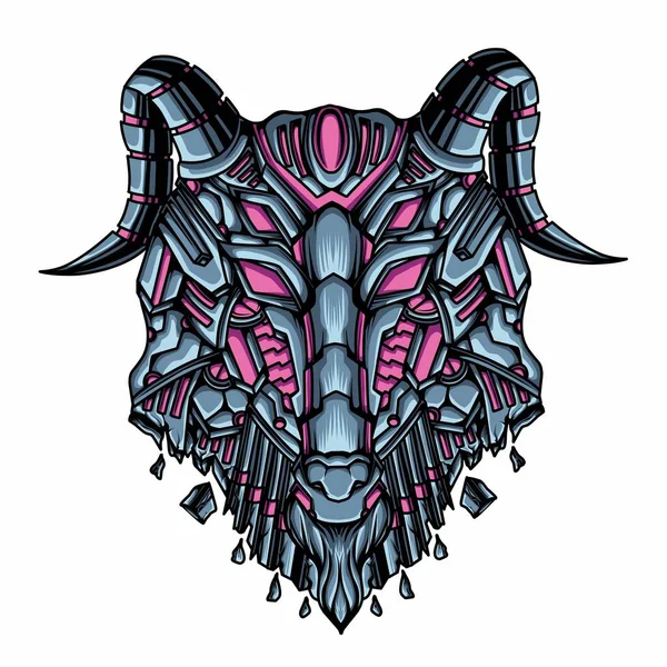 Keçi kafalı bir robotun çizimi