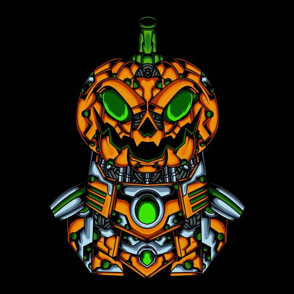 Illustration Pumpkin Helloween Robot — Stock Vector