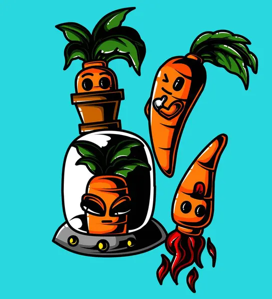 Renkli bir havuç maskotunun çizimi