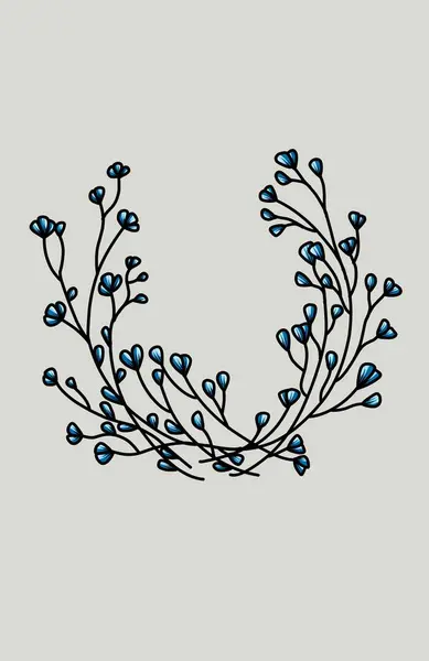 Beyaz arka planda çiçekli güzel dalın vektör çizimi.