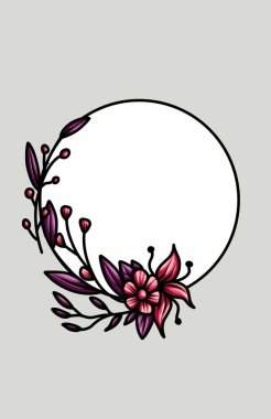 Çiçekli ve yapraklı çiçek yumurtası süsleme vektörü çizimi