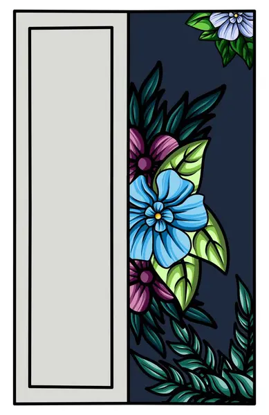 Sınırı yapraklar ve çiçeklerle donatın. Vektör tasarımı